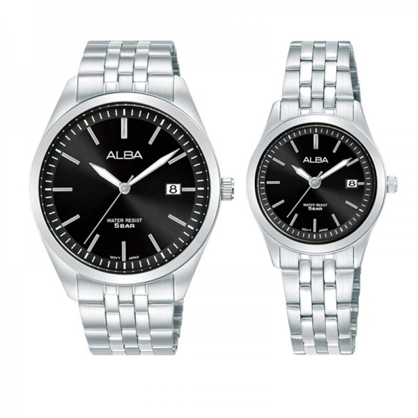 Alba AS9S15 AH7CF3 Silver Black Steel Couple